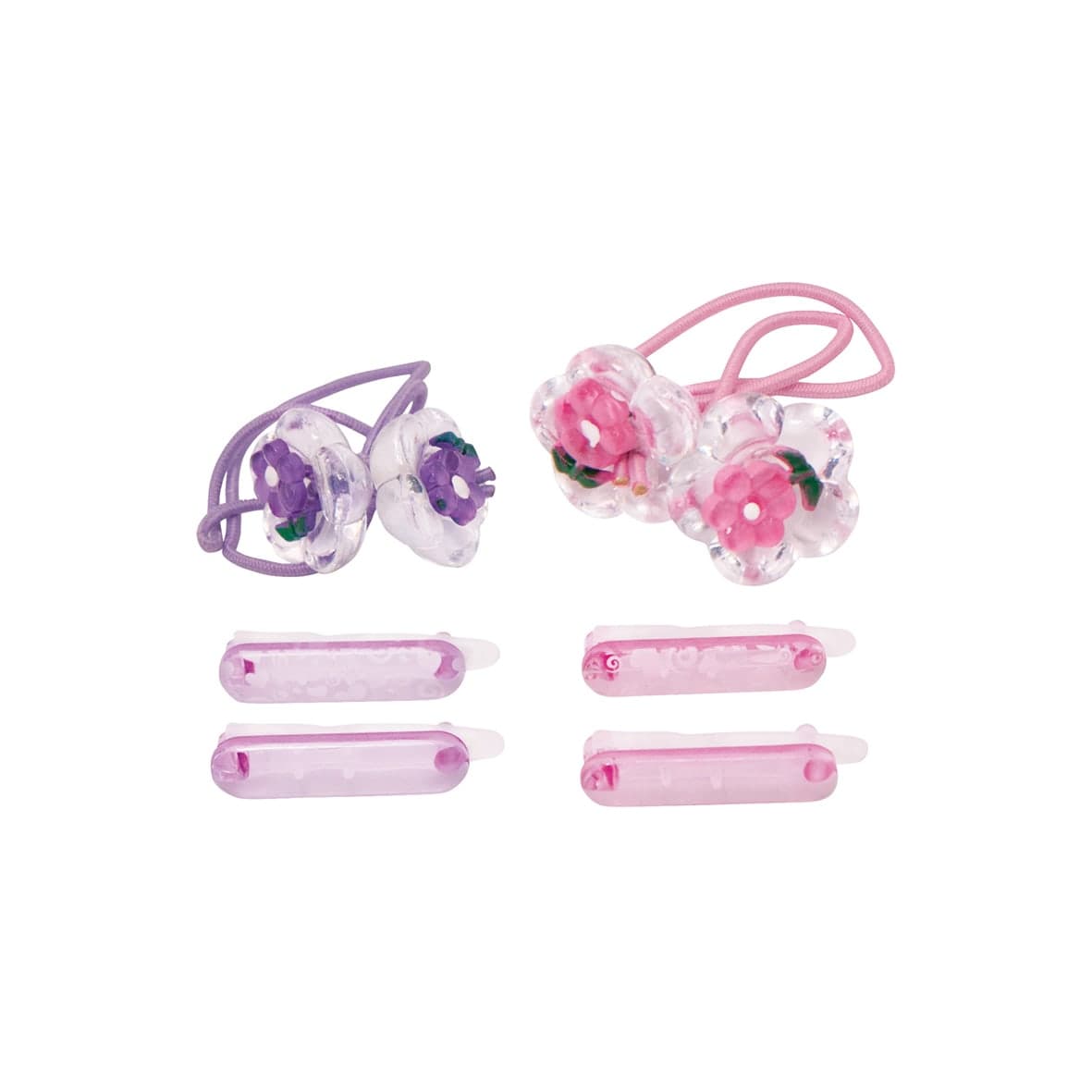 8 clips cheveux +2 rubans fleur MFG-8007