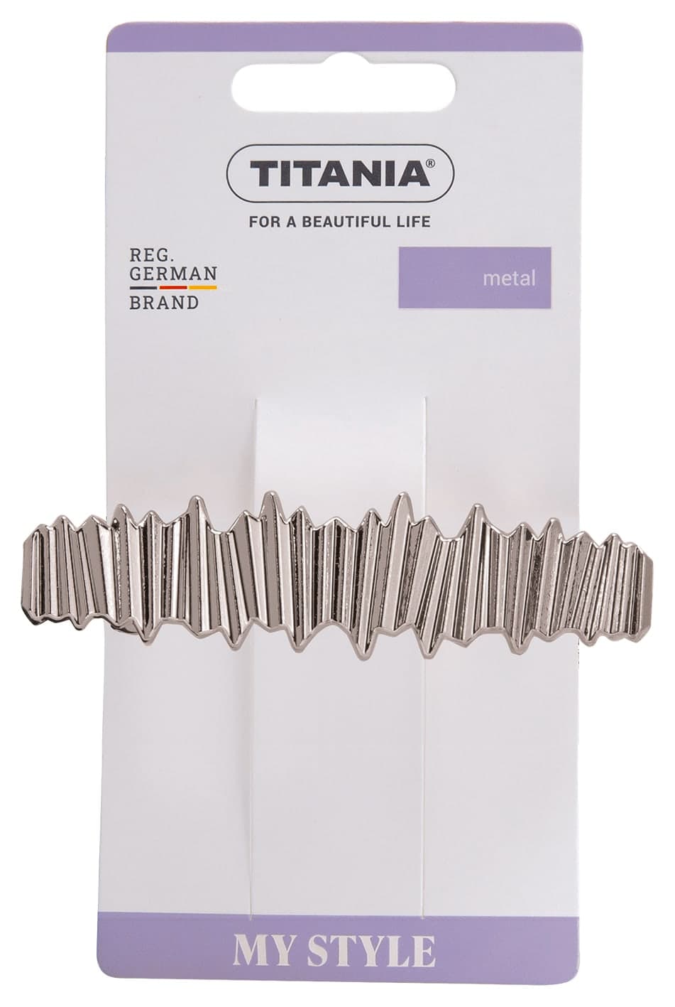 Barrette clip metal vague argent sur carte-8219