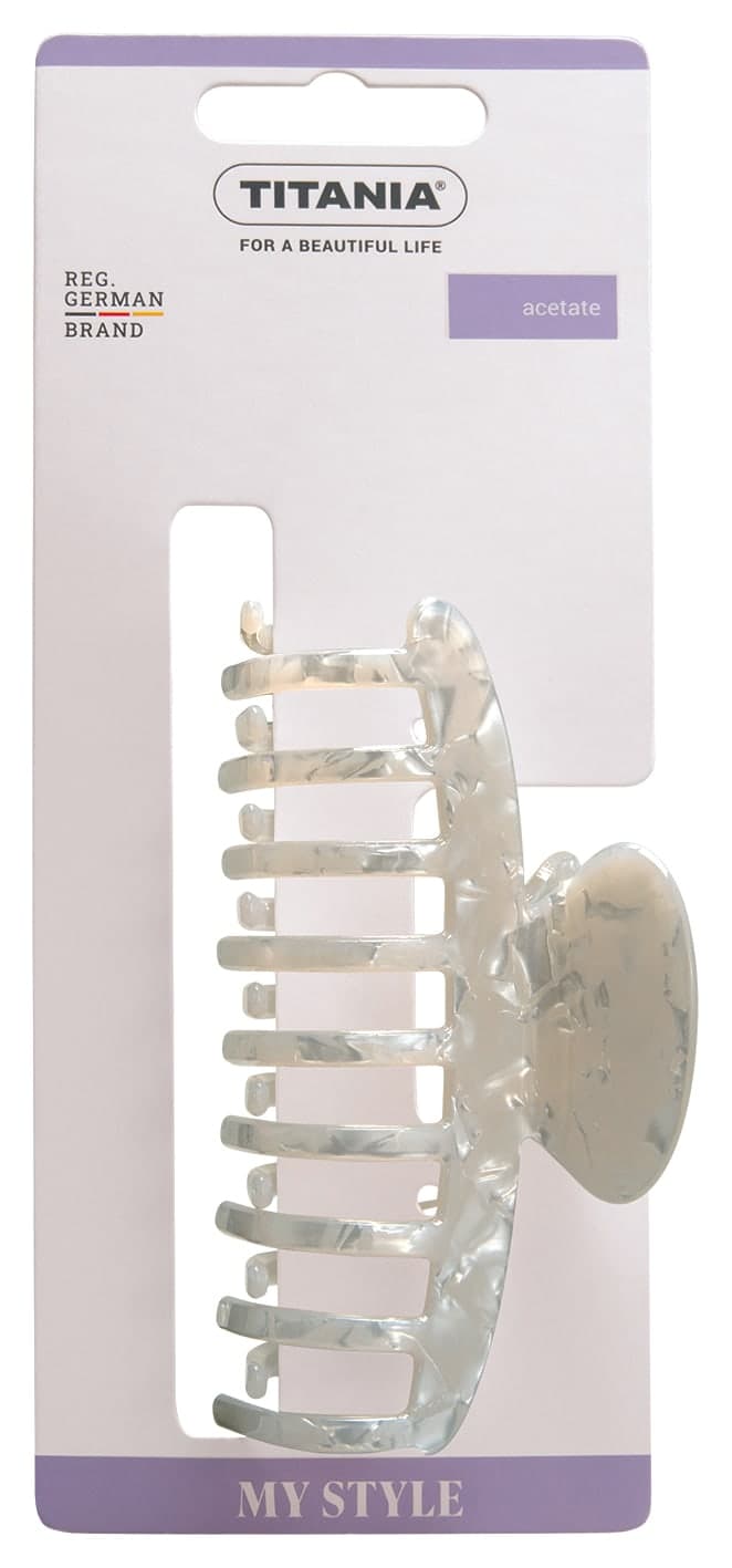 Pince a griffes en acetate blanc nacre-8259