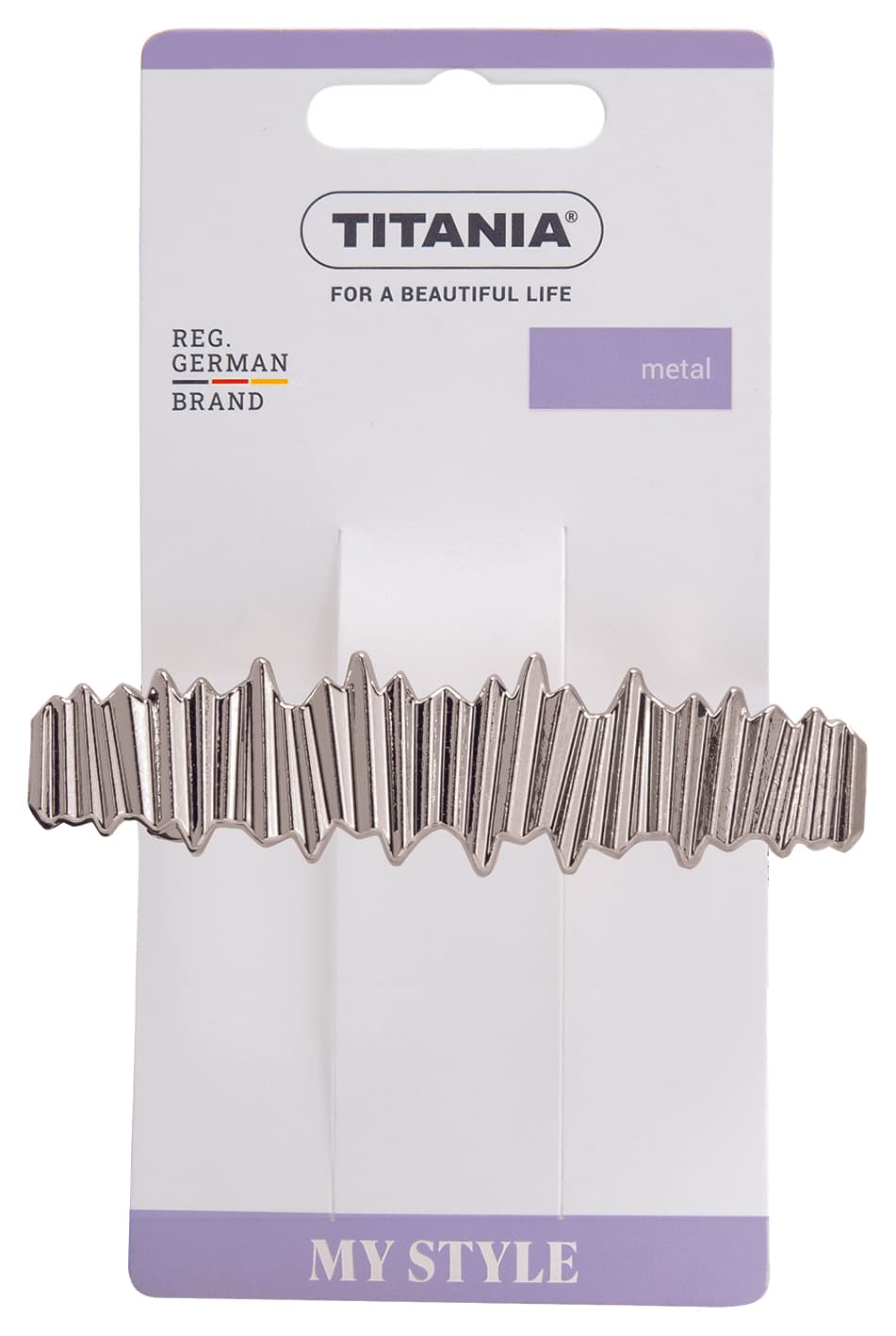 Barrette clip metal vague argent sur carte-8219