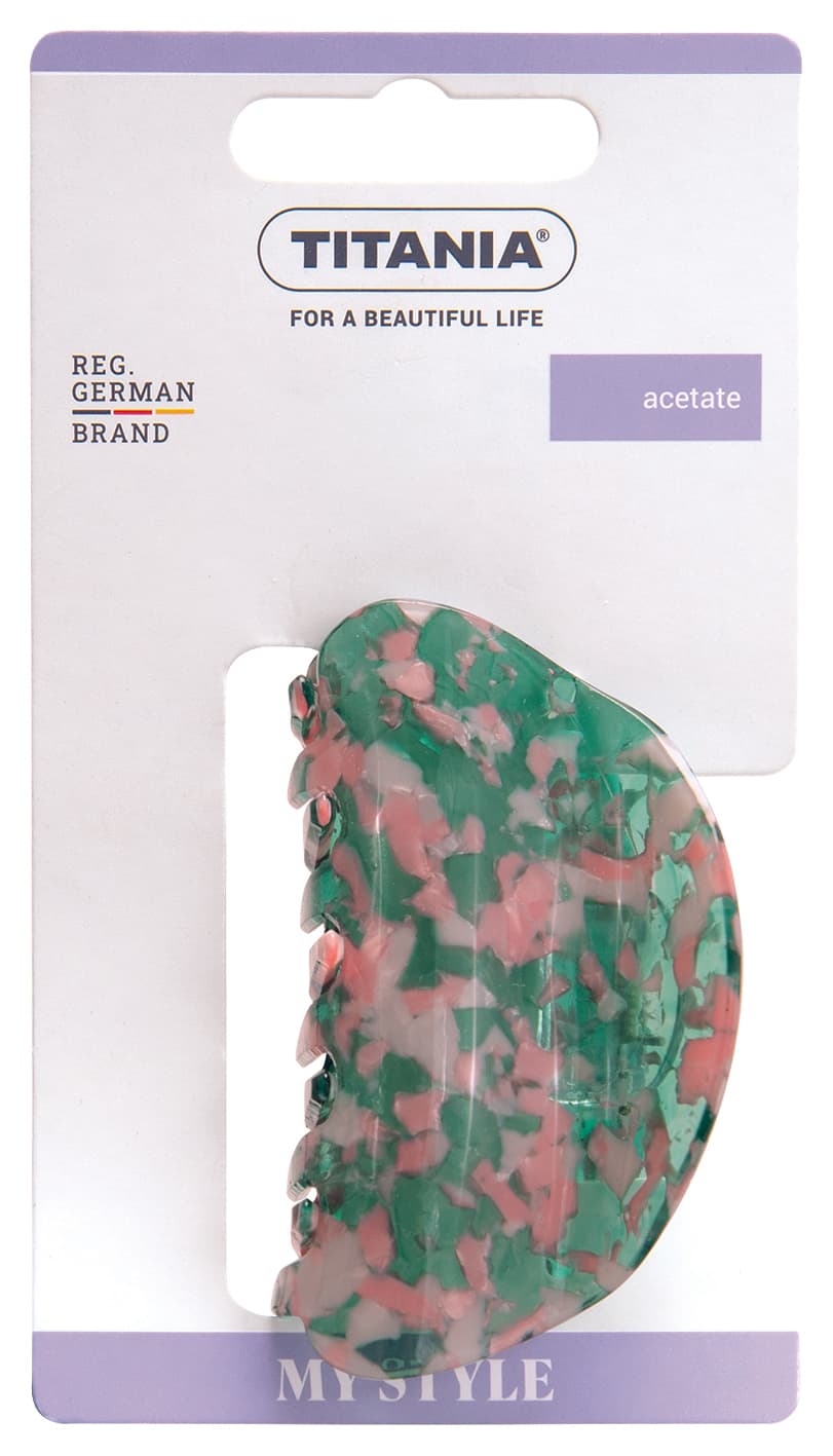 Pince a griffes en acetate arrondie vert rose-8268