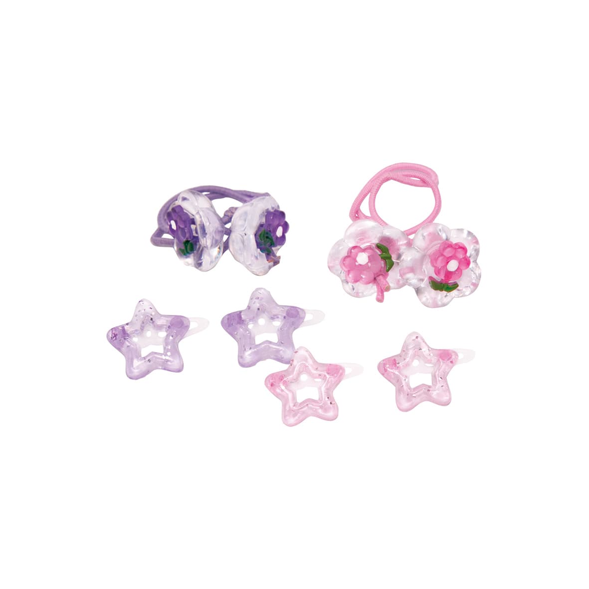 clips étoiles +2 rubans fleur MFG-8006